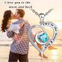 Heart Necklace for Women I Love You Forever Necklace I Love You to The Moon and Back Necklace Sterling Silver Moon Necklace Valentines Day Jewelry Gifts for Women Girls Wife Love Necklace