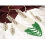CROWN JEWEL Bollywood Indian Fashion Wedding Pearl Gold Plated Bridal Jewelry Necklace Earring Set for Women