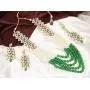 CROWN JEWEL Bollywood Indian Fashion Wedding Pearl Gold Plated Bridal Jewelry Necklace Earring Set for Women CROWN JEWEL Bollywood Indian Fashion Wedding Pearl Gold Plated Bridal Jewelry Necklace Earring Set for Women