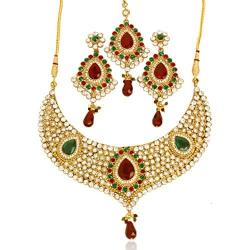 Touchstone Indian Bollywood Handcrafted Traditional Royal Mughal Kundan Polki Meenakari Enamel Colorful Wedding Designer Jewelry Long Necklace Set in Gold and Silver Tone for Women.