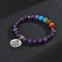 Jovivi 7 Chakra Bracelet Natural Gemstone Yoga Beads Reiki Healing Crystals Beaded Stone Stretch Bracelets with Inspirational Charm