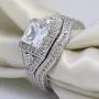 wedding ring set Two Rings His Hers Couples Matching Rings Womens 2pc White Gold Filled Square CZ Wedding Engagement Ring Bridal Sets & Mens Titanium Wedding Band wedding ring set Two Rings His Hers Couples Matching Rings Womens 2pc White Gold Filled Square CZ Wedding Engagement Ring Bridal Sets & Mens Titanium Wedding Band