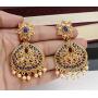 Ratna creation SANARA Bollywood Indian Wedding Designer Gold Tone Pearl Polki Stone Dangle Earring Set Jewelry