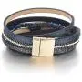 FANCY SHINY Leather Wrap Bracelet Boho Cuff Bracelets Crystal Bead Bracelet with Magnetic Clasp Jewelry Gifts for Women Teen Girls