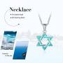 Lam Sence Sterling Silver Lovely Jewish Star of David and Blue Opal Pendant Necklace Gift for Mom