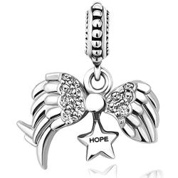 QueenCharms Open Angel Wings Charm Hope Star Beads for Charm Bracelets