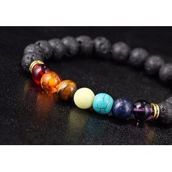 YOGA JOURNEYS 7 Chakra Stone Natural Lava Stone Reiki Infused Healing Bracelet