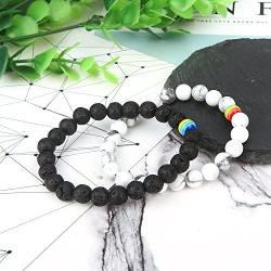 ASHMITA 8mm Lava Stone Bracelet Men Women Rainbow Bead Distance Bracelets for Couples