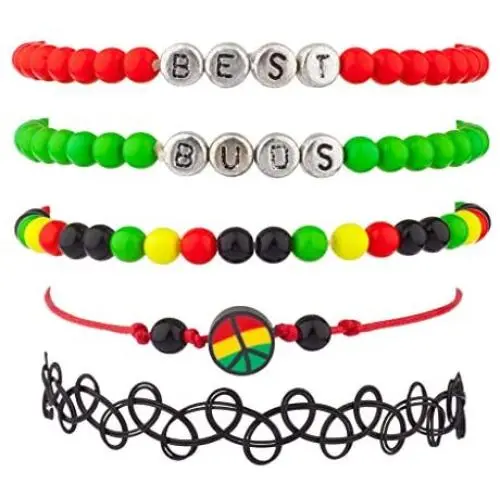 LUX ACCESSORIES Best Buds Weed Marijuana 420 Pot Rasta Peace Love Unity Arm Candy Bracelet Set LUX ACCESSORIES Best Buds Weed Marijuana 420 Pot Rasta Peace Love Unity Arm Candy Bracelet Set