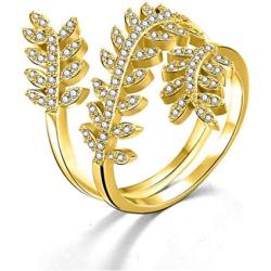 MOROTOLE Women Statement Letters Personalized Ring 18K Gold Plated Open Rings Pendant Hypoallergenic Cubic Zirconia Adjustable Rings for Girls