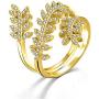 MOROTOLE Women Statement Letters Personalized Ring 18K Gold Plated Open Rings Pendant Hypoallergenic Cubic Zirconia Adjustable Rings for Girls