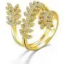 MOROTOLE Women Statement Letters Personalized Ring 18K Gold Plated Open Rings Pendant Hypoallergenic Cubic Zirconia Adjustable Rings for Girls
