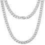 Silvadore 9mm Curb Mens Necklace - Silver Chain Flat Cuban Stainless Steel Jewelry - Neck Link Chains for Men Man Boys Male Heavy Military - 18 20 22 24 inch