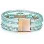 FANCY SHINY Leather Wrap Bracelet Boho Cuff Bracelets Crystal Bead Bracelet with Magnetic Clasp Jewelry Gifts for Women Teen Girls
