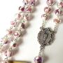 elegantmedical Handmade ROSE PINK Veluriyam BEADS GUADALUPE ROSARY & ITALY CROSS Catholic necklace