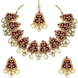 Aheli Fancy Indian Wedding Wear Enamel Necklace Earrings Set Ethnic Traditional Fashion Jewelry for Women
