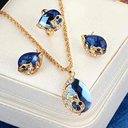 Fashion Design Peacock Crystal Unique Hypoallergenic Jewelry Set for Women 4 Pieces Sets Women Pendant Necklace Earrings Ring Birthday Gift for Girlfriend Bestfriend