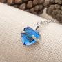 Crystal Glass Heart Shape Cremation Jewelry Memorial Urn Necklace for Ashes Carved Always In My Heart Stainless Steel Ashes Holder Pendant Keepsake with Free 21Chain Mini Funnel Fill Kit Gift (Blue)