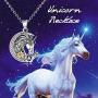 YFN Unicorn Crescent Necklace 925 Sterling Silver Unicorn Gift for Women Girls
