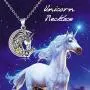 YFN Unicorn Crescent Necklace 925 Sterling Silver Unicorn Gift for Women Girls