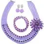 aczuv 5 Rows Nigerian Beaded Jewelry Set Women African Wedding Beads Crystal Necklace and Earrings aczuv 5 Rows Nigerian Beaded Jewelry Set Women African Wedding Beads Crystal Necklace and Earrings