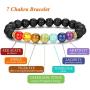 Finrezio 4 Pcs Bead Bracelets for Women Men Solar System & Chakra Stone Diffuser Bracelets Set Aromatherapy Yoga Bracelet 8MM Beaded