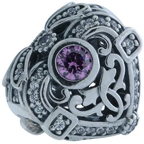 Pandora Opulent Heart Orchid & Clear CZ Charm 791964CZO
