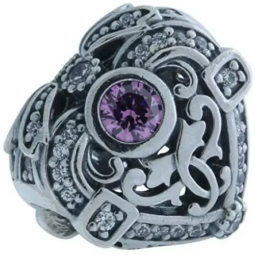 Pandora Opulent Heart Orchid & Clear CZ Charm 791964CZO