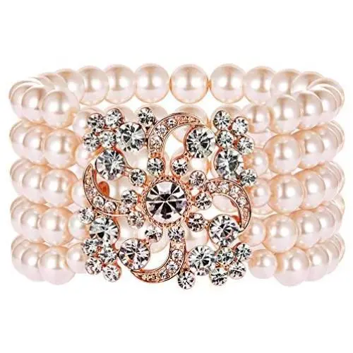 BABEYOND 1920s Flapper Bracelet Art Deco Pearl Bracelet Great Gatsby Elastic Imitation Pearl Bracelet Roaring 20s Accessories Jewelry 5 Rows BABEYOND 1920s Flapper Bracelet Art Deco Pearl Bracelet Great Gatsby Elastic Imitation Pearl Bracelet Roaring 20s Accessories Jewelry 5 Rows