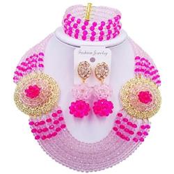 aczuv Nigerian Beads Jewelry Set African Necklaces for Women Crystal Bridal Wedding Jewelry Sets