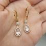 Dazzlingrock Collection 14K 8X5 MM Each Lab Created Round & Pear Gemstone & Round Diamond Teardrop Dangling Earrings, Yellow Gold