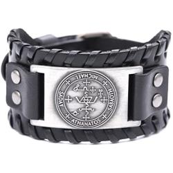 fishhook The Sigil of The Archangel Michael for Protection Courage Power and Strength Bangle Leather Bracelet