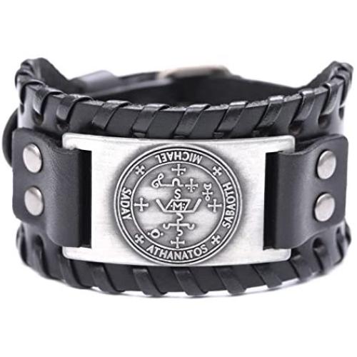 fishhook The Sigil of The Archangel Michael for Protection Courage Power and Strength Bangle Leather Bracelet