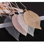 HUNO Real Filigree Leaf Necklace Natural Leaves Long Pendant Fashion Jewelry