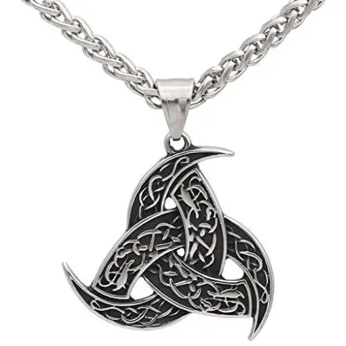 GuoShuang Men Stainless Steel Viking Odins Horn Wolf Pendant Necklace GuoShuang Men Stainless Steel Viking Odins Horn Wolf Pendant Necklace