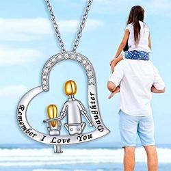 S925 Sterling Silver Daughter Heart Pendant Necklace Jewelry from Dad Mom