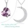 Sterling Silver Jewelry March April Birthstone Aquamarine Necklace for Her Birthday Gift Wife Mom I Love You to the Moon and Back Jewelry Simulated Diamond Amethyst Garnet Necklace