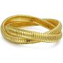 Bling Jewelry Fashion Omega Cobra Wide Bangle 2 Interlocking Stretch Bracelet for Women Polished Gold Plated Stainless Steel