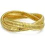 Bling Jewelry Fashion Omega Cobra Wide Bangle 2 Interlocking Stretch Bracelet for Women Polished Gold Plated Stainless Steel