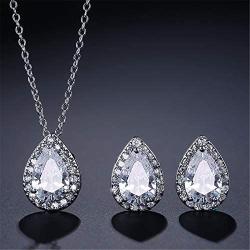 SYLVAWOLVES White Water Drop Jewelry Sets Fashion Teardrop Cubic Zirconia Jewelry for Women Bridesmaids Engagement