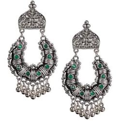 Bodha Antique Oxidised Silver Afghani Drop Earrings for Women & Girls (SJ_1344)