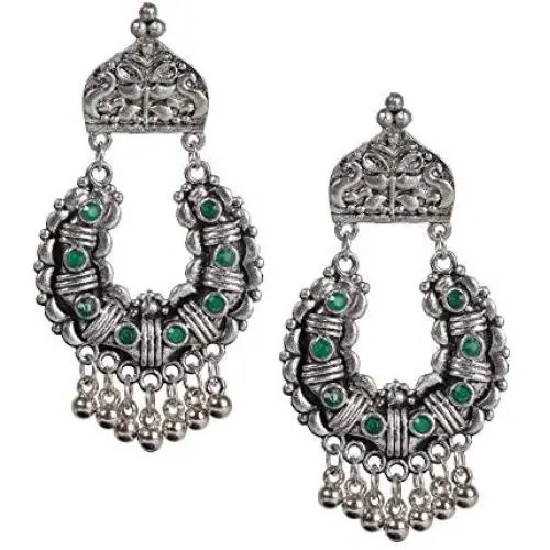 Bodha Antique Oxidised Silver Afghani Drop Earrings for Women & Girls (SJ_1344) Bodha Antique Oxidised Silver Afghani Drop Earrings for Women & Girls (SJ_1344)