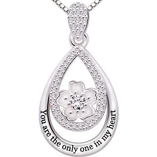 ALOV Jewelry Sterling Silver''You are the only one in my heart'' Cubic Zirconia Pendant Necklace