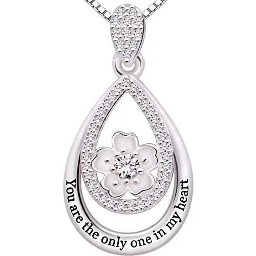 ALOV Jewelry Sterling Silver''You are the only one in my heart'' Cubic Zirconia Pendant Necklace ALOV Jewelry Sterling Silver''You are the only one in my heart'' Cubic Zirconia Pendant Necklace