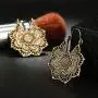 Vintage Mandala Flower Drop Dangle Earring for Women Girl Tribal Hollow Floral Pendant Earrings (Gold)