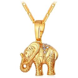 Lucky Elephant Pendant 18k Gold Plated/Platinum Plated Rhinestone Crystal Necklace