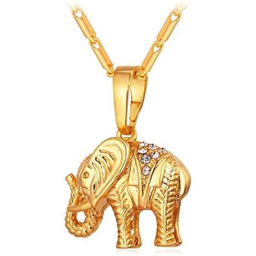 Lucky Elephant Pendant 18k Gold Plated/Platinum Plated Rhinestone Crystal Necklace