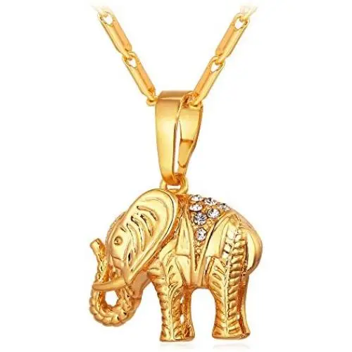 Lucky Elephant Pendant 18k Gold Plated/Platinum Plated Rhinestone Crystal Necklace Lucky Elephant Pendant 18k Gold Plated/Platinum Plated Rhinestone Crystal Necklace