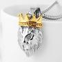 HZMAN Mens Silver Gold Tone Stainless Steel Lion King Pendant Necklace Cable Wheat 22+2'' Chain