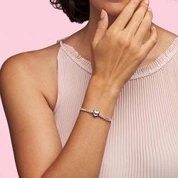 PANDORA Jewelry Moments Heart Clasp Snake Chain Charm Sterling Silver Bracelet